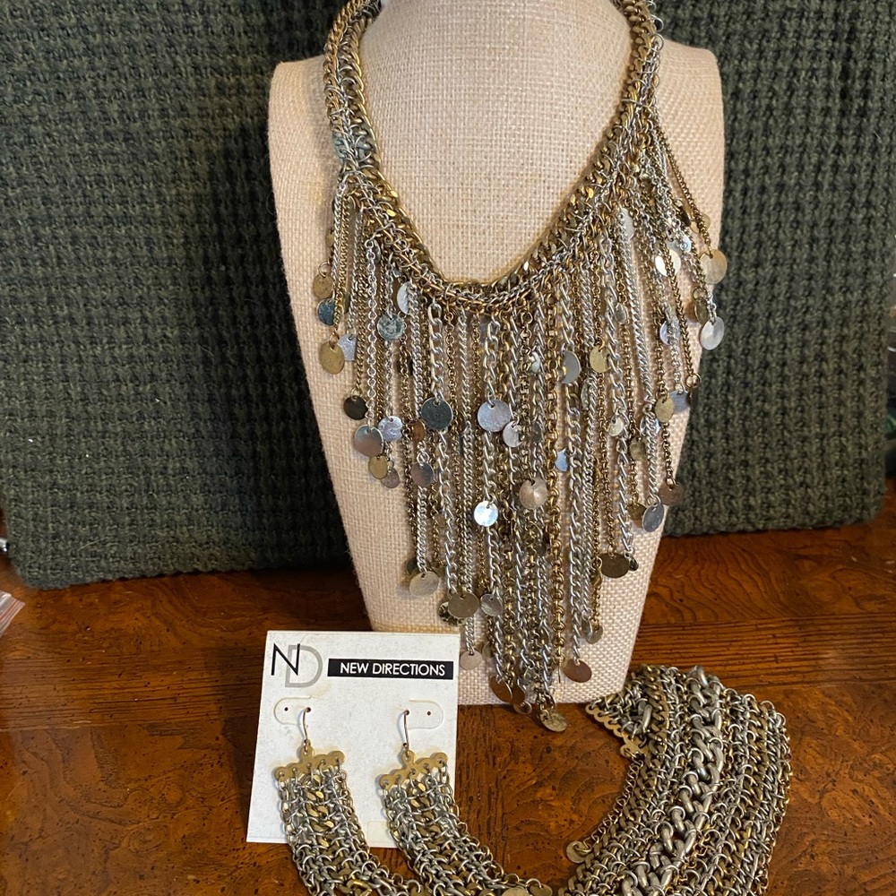New Directions Multi-Layered Gold and Silver Necklace